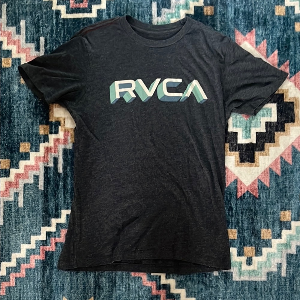 RVCA Charcoal Tee with Geometric Logo